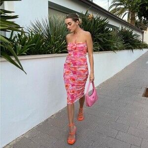 ZARA PRINTED TULLE DRESS